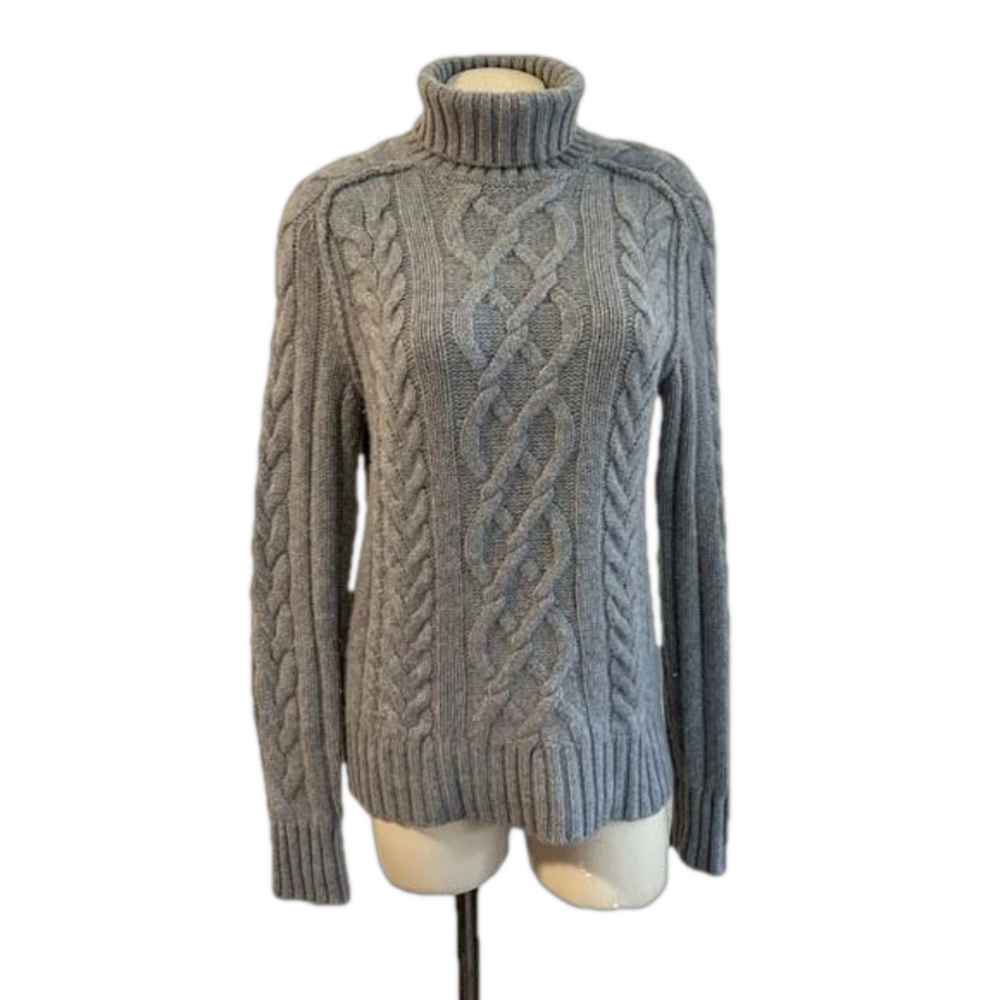 Banana Republic 100% cashmere thick cable knit turtleneck / sweater SMALL as is